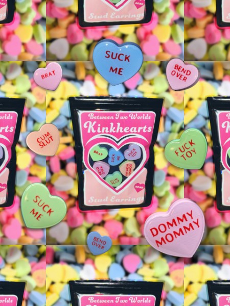 Valentines Kinky Candy Heart Stud Earrings