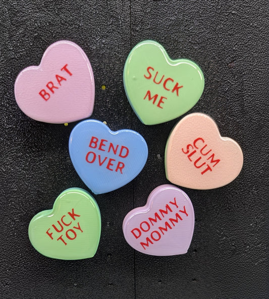 Valentines Kinky Candy Heart Stud Earrings